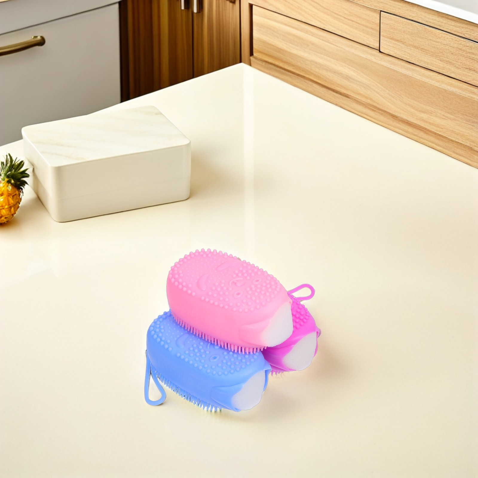 Body Brush - 3 éponges de bain en silicone,